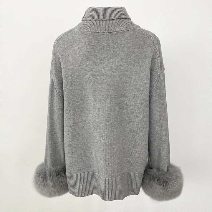 Stylish Standup Collar Loose Knitted Jumper
