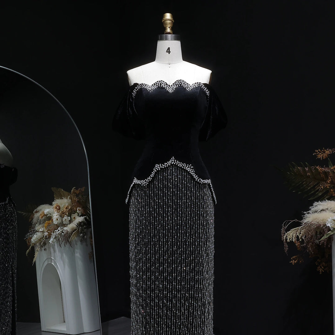 Luxury Slit Beaded Evening Party Dress