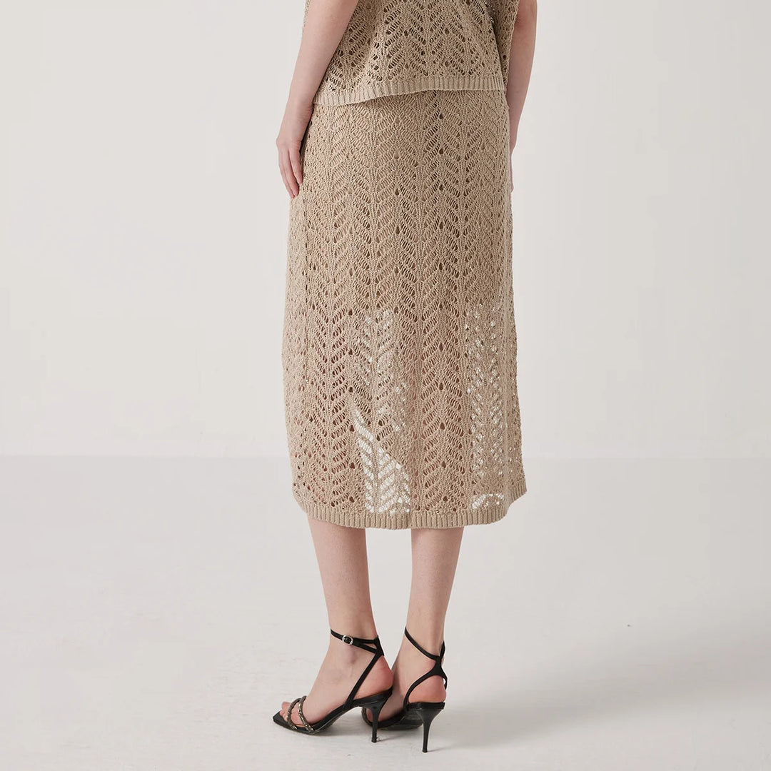 Refined Hollow Out Linen Skirt