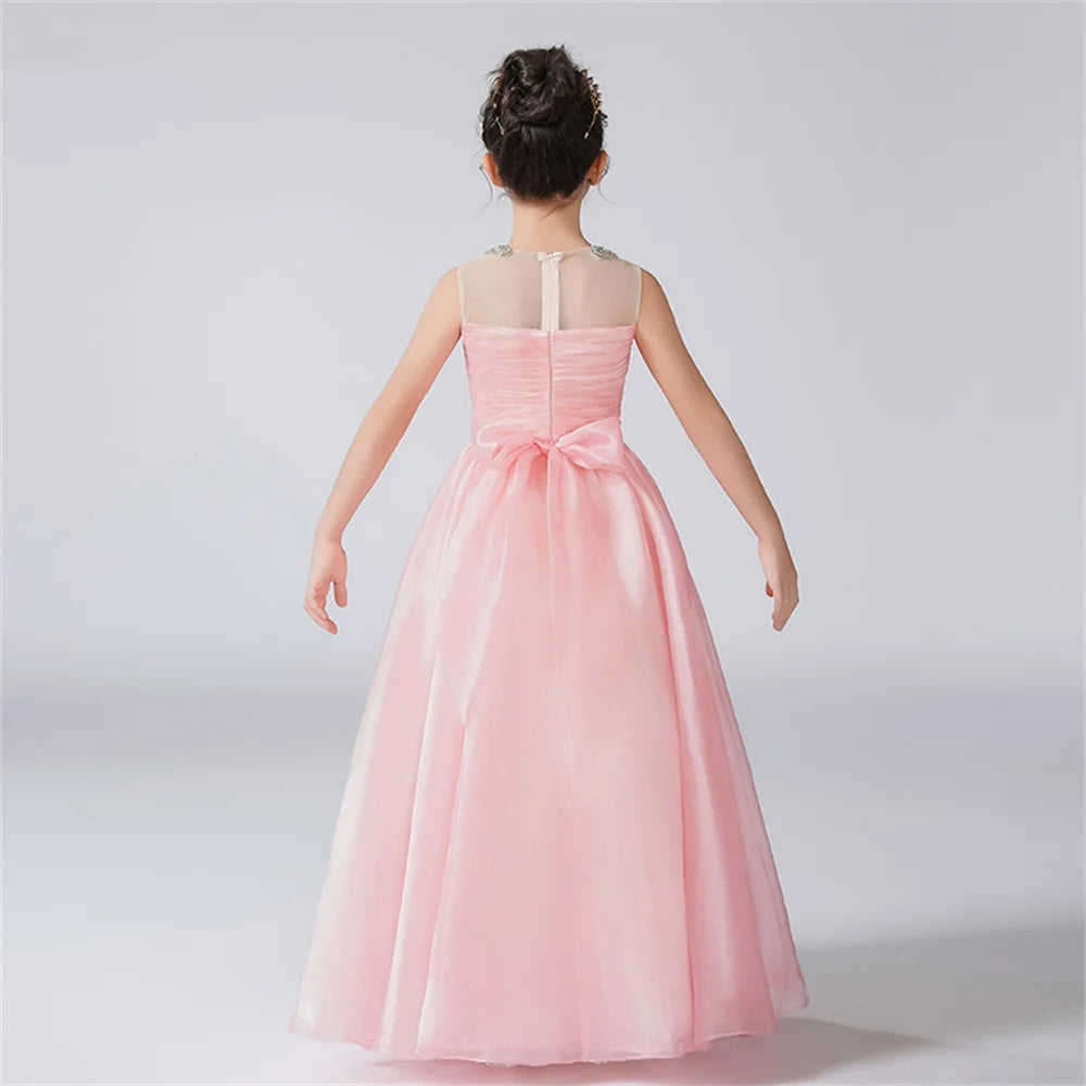 Organza Pleats Rhinestone Dress