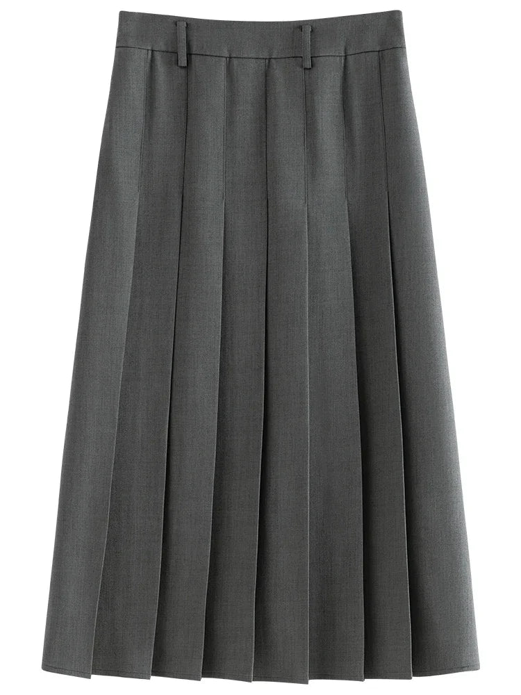 Refined Zipper Waist Long Skirt