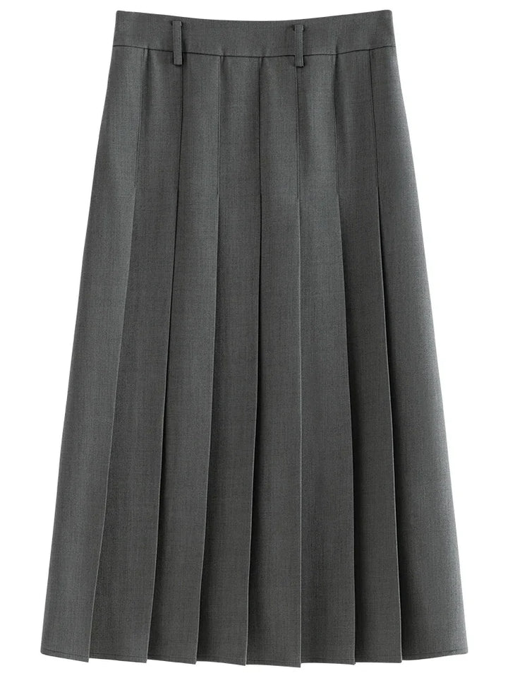 Refined Zipper Waist Long Skirt