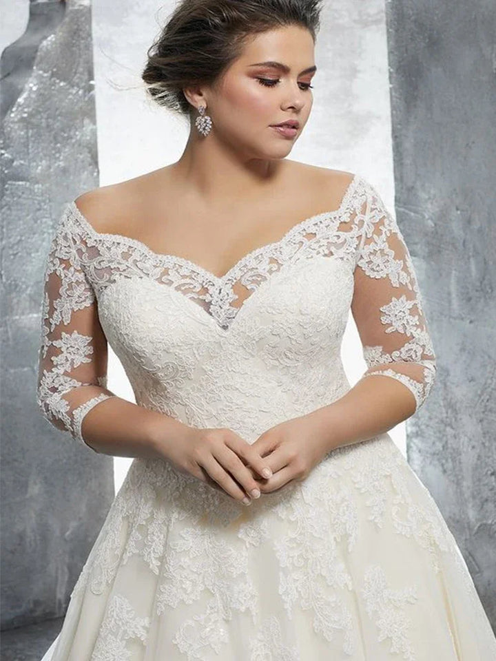 Regal A-Line Lace Applique Wedding Dress