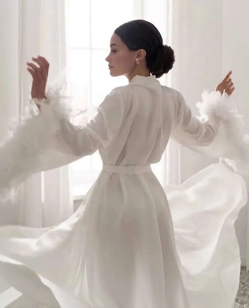White Feather Bridal Robe
