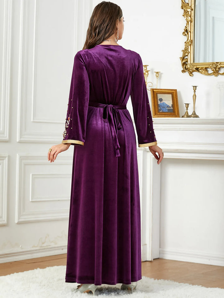 Velvet Embroidery Morocco Abaya