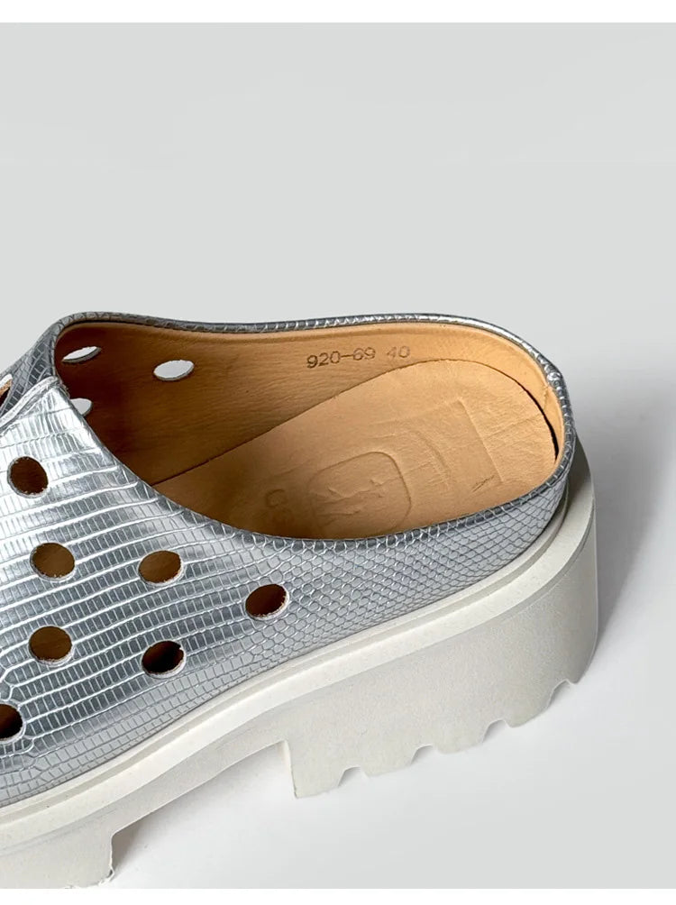 Thick Soled Casual Silver Sandals