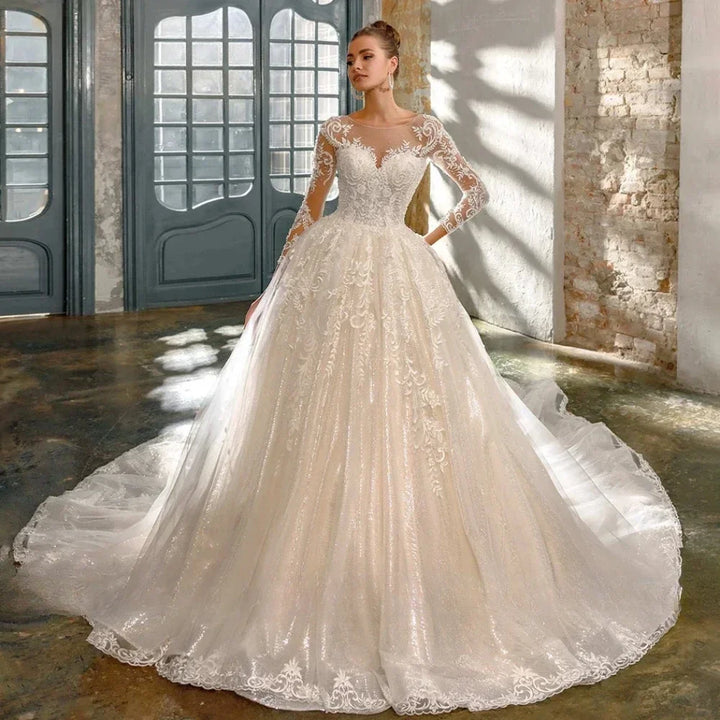 Resplendent Sparkling Lace Wedding Dress