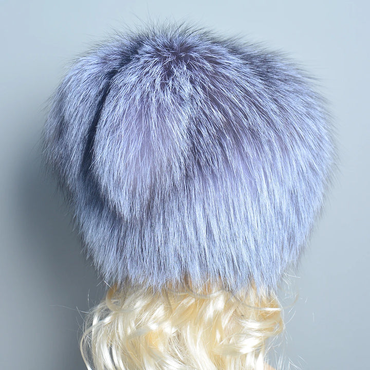 Thick Knitted Real Fur Winter Hat