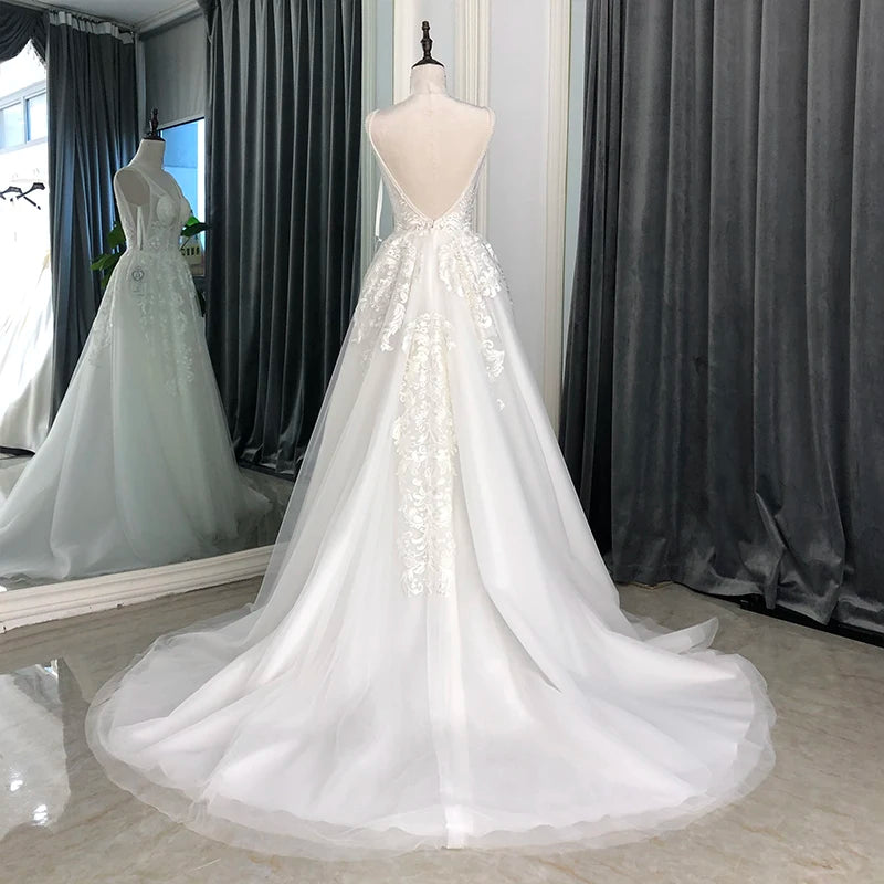 Gift For Moments Deep V-Neck Wedding Dress