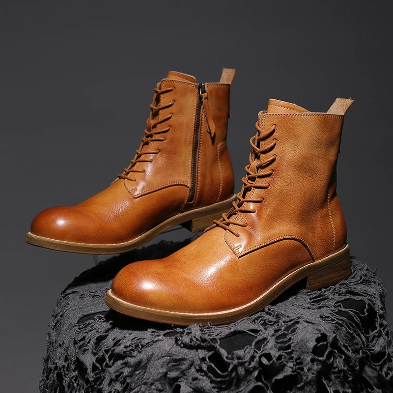 Grand High-Top Ankle Leather  Boots
