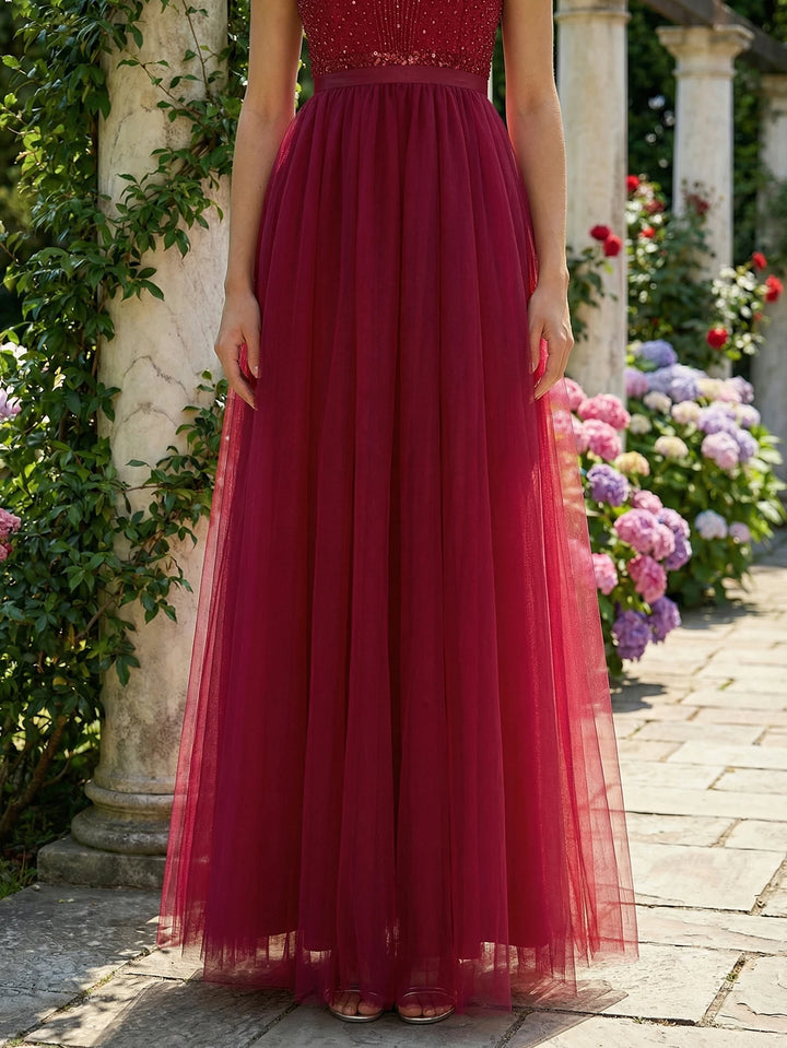 Lovely Beaded High Slit Prom Dress