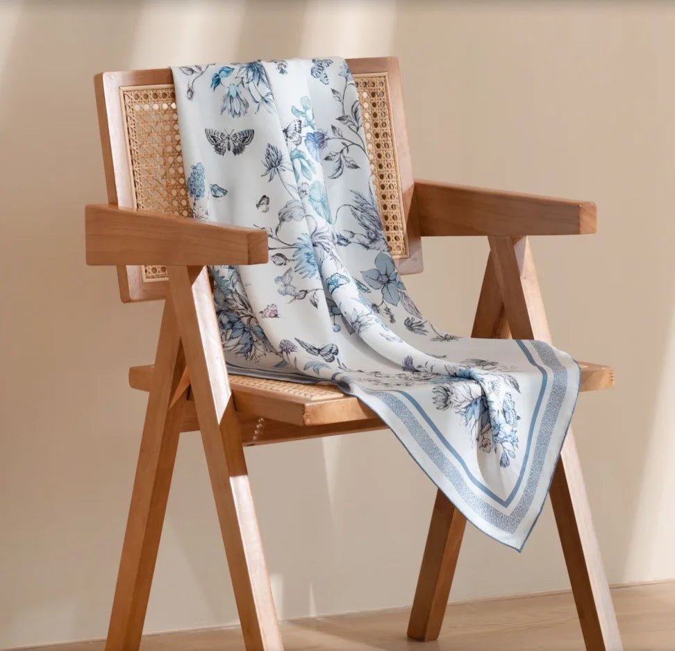 Chinese Style Mulberry Silk Square Scarf