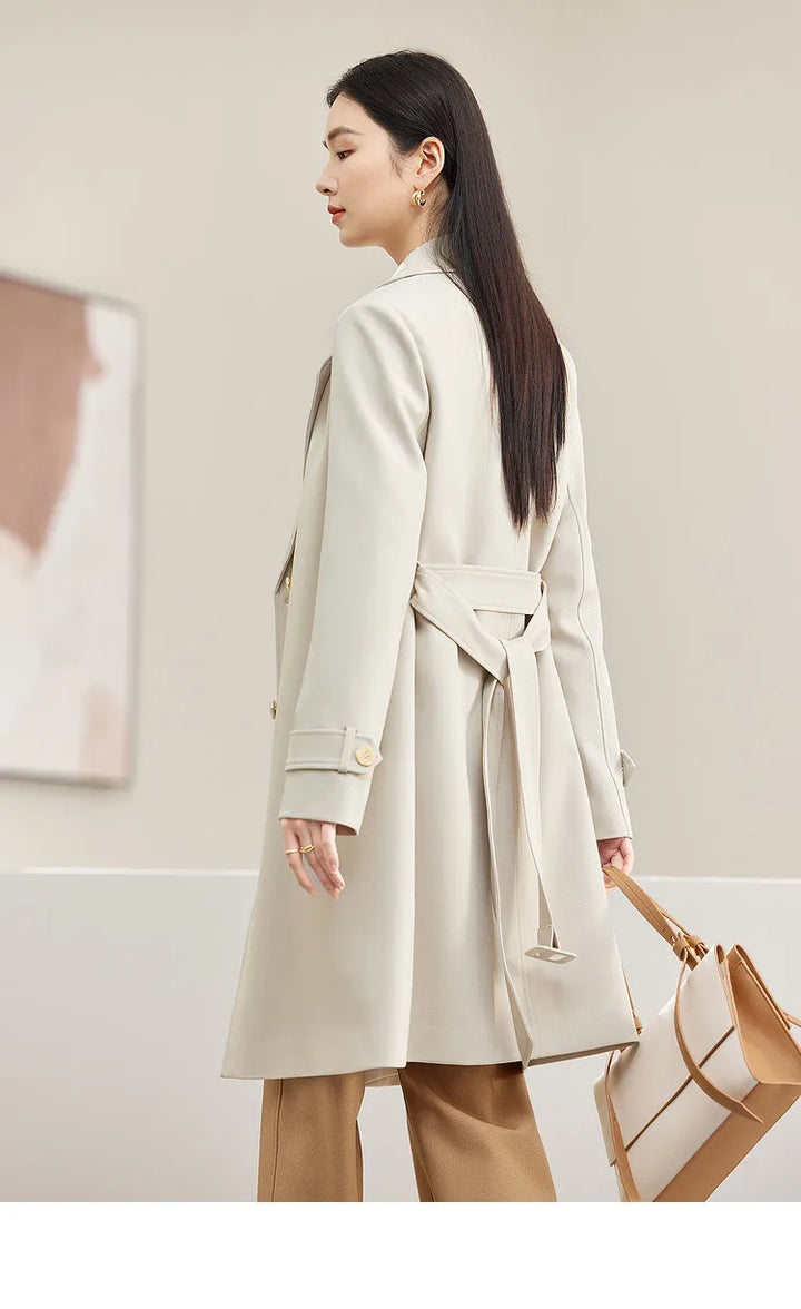 Double-lapel Belted Trench Coat