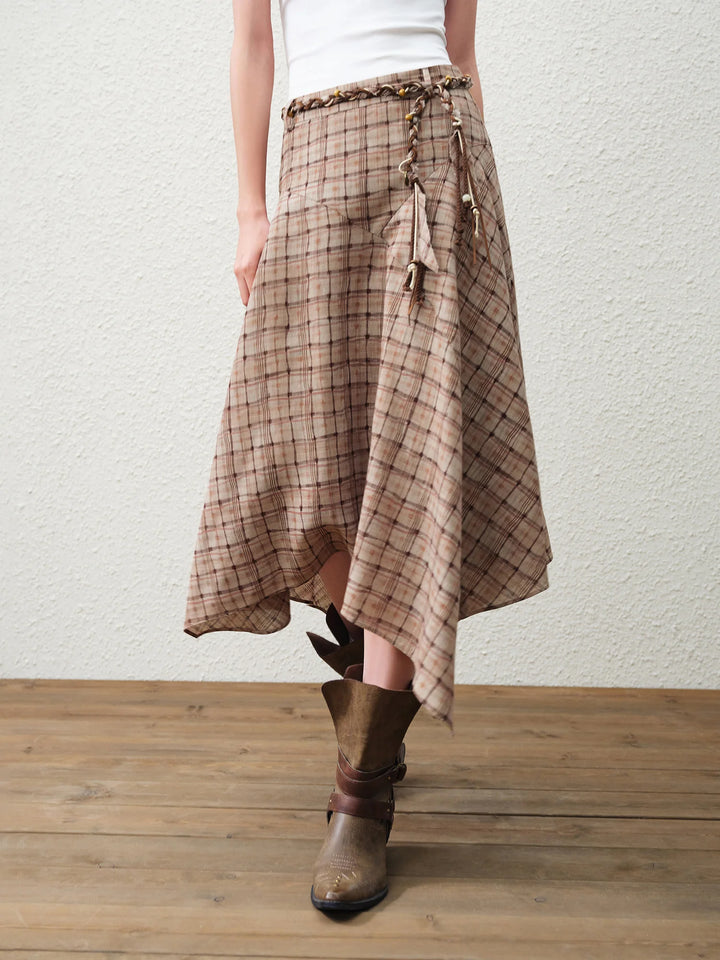 Premium Irregular Plaid A-Line Skirt