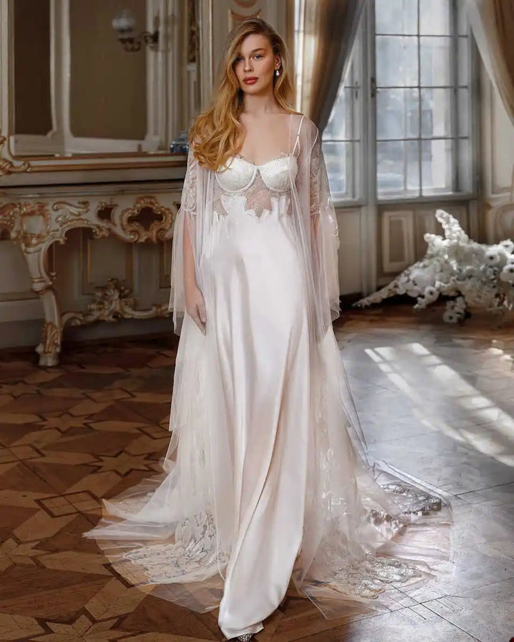 Graceful Appliques Bridal Nightgown