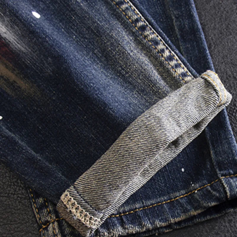 Splattered Paint Elastic Jeans