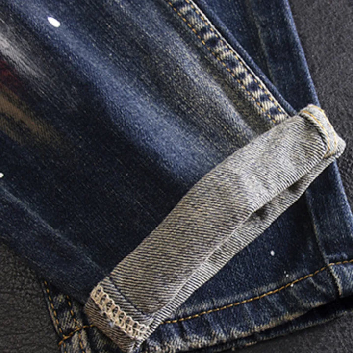 Splattered Paint Elastic Jeans
