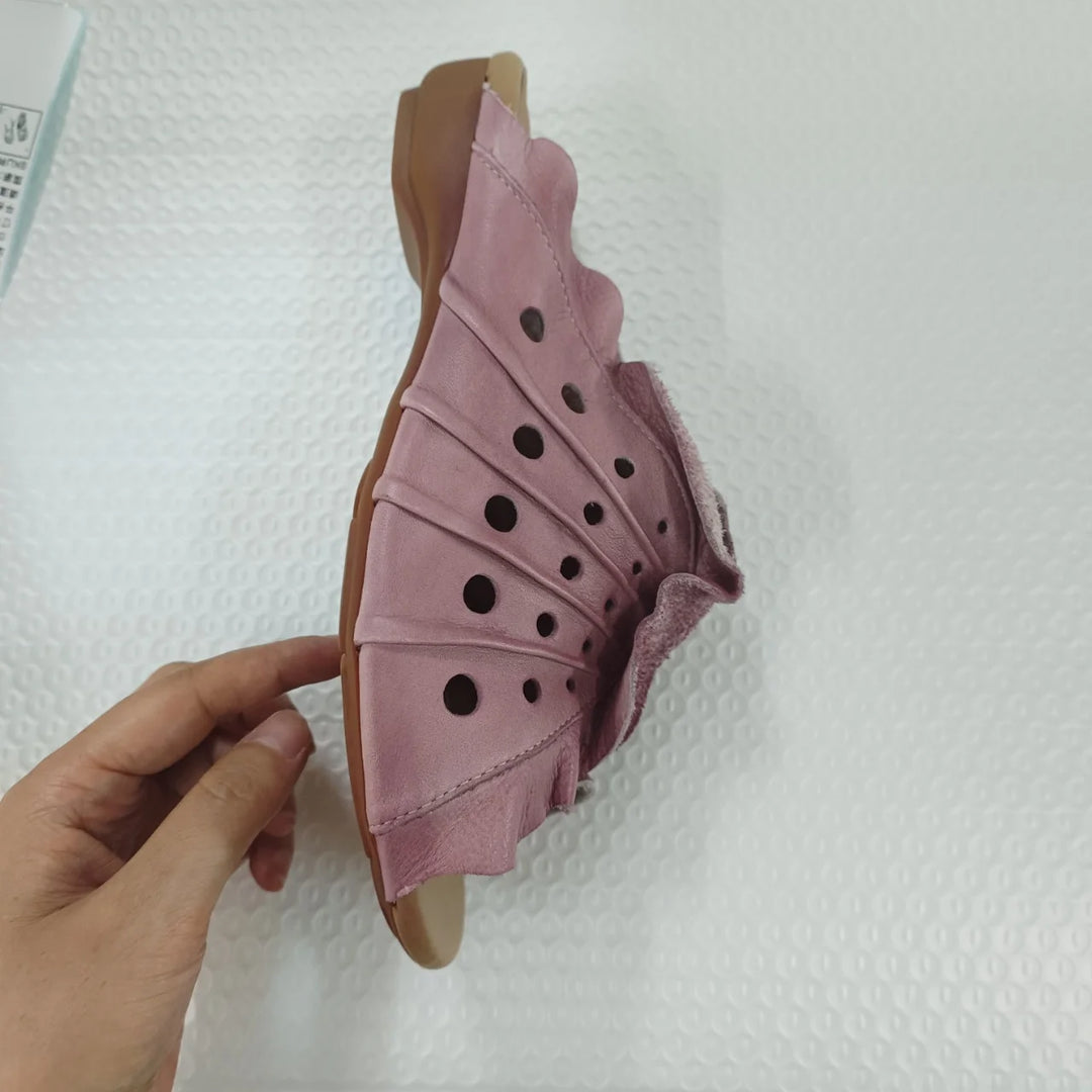 Comfy Hollow Flat Leather Shoes