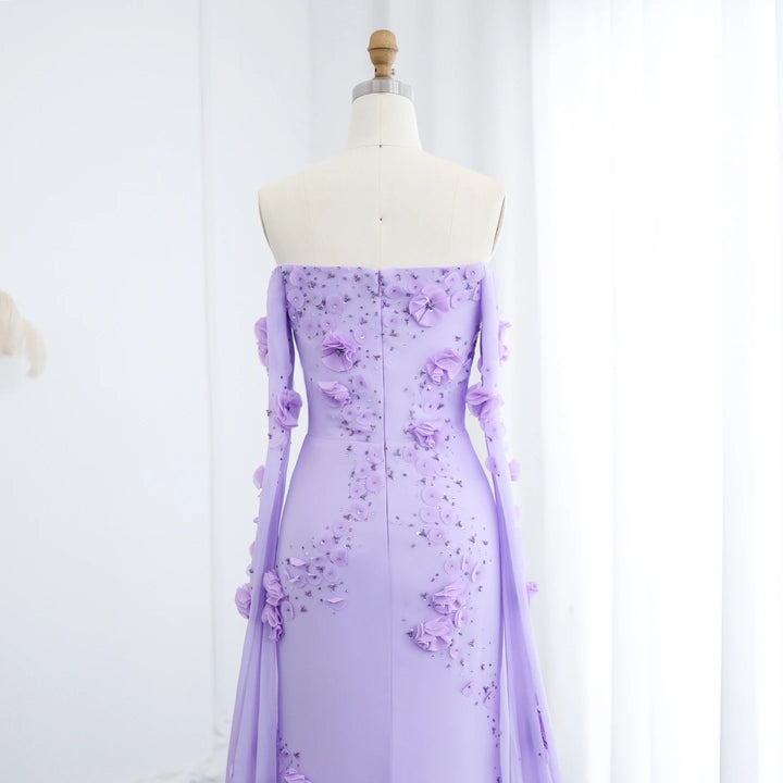 Elegant Off Shoulder 3D Flowers Evening Gown