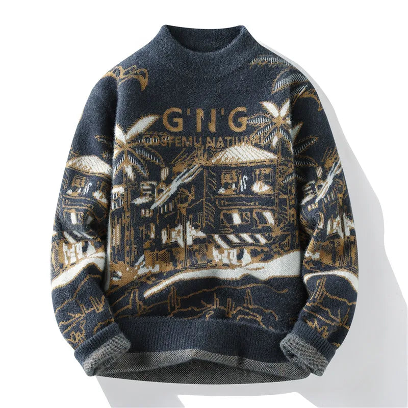 Smooth Wool Printed Thick Jumper