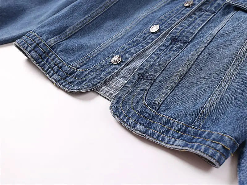 Trendy Cropped Denim Jeans Jacket