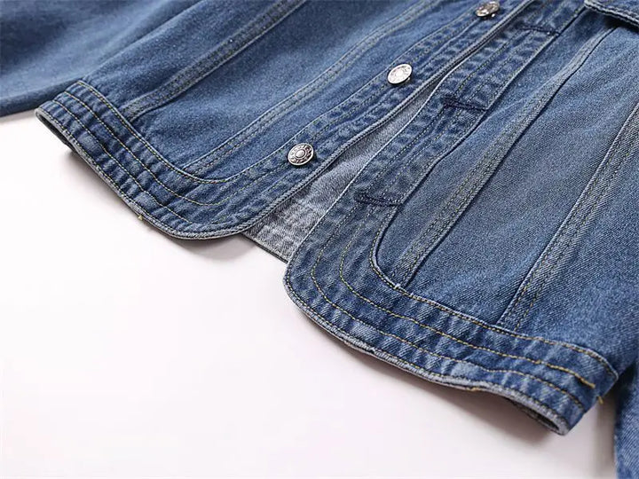 Trendy Cropped Denim Jeans Jacket