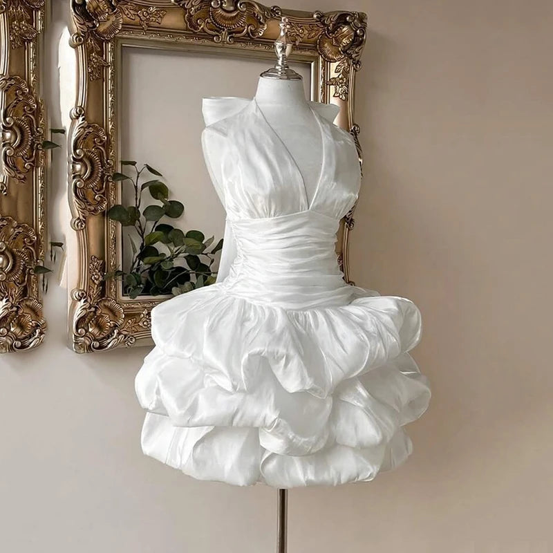 Stunning Boho Halter-neck Mini Bridal Dress
