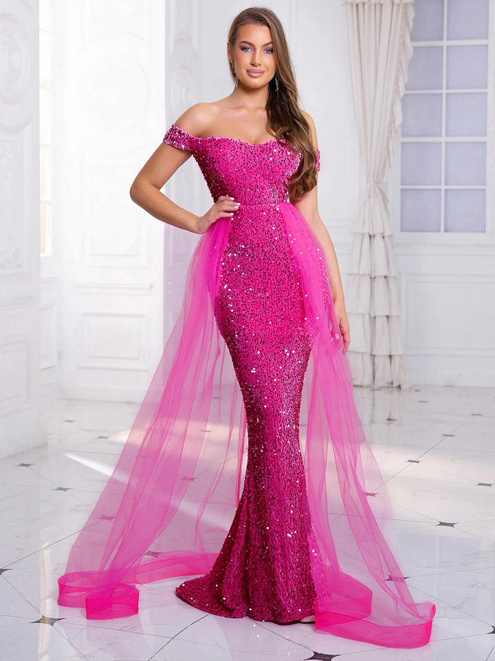 Glamorous Mesh Evening Party Gown