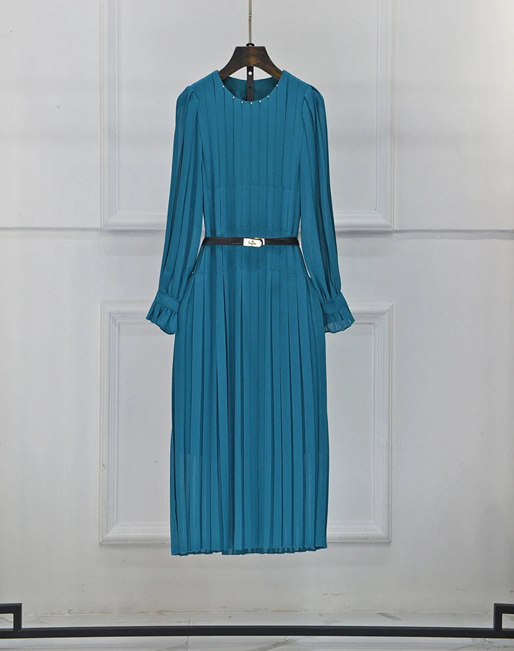 Mid-Calf Women's Pleated Dress