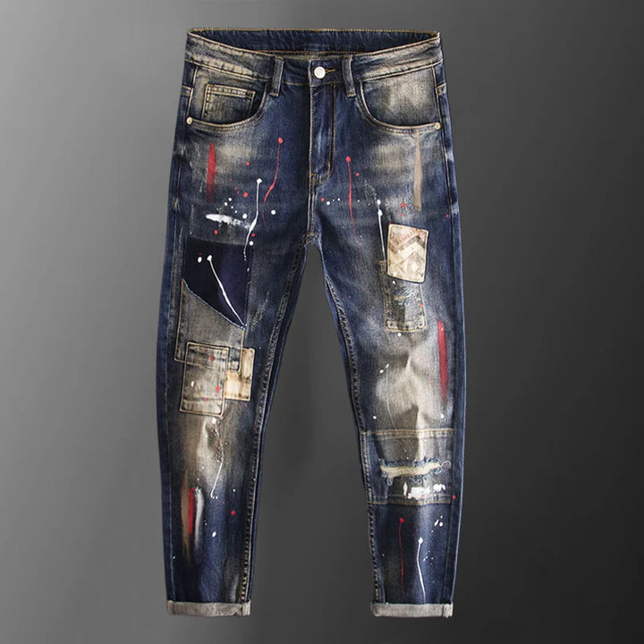 Splattered Paint Elastic Jeans