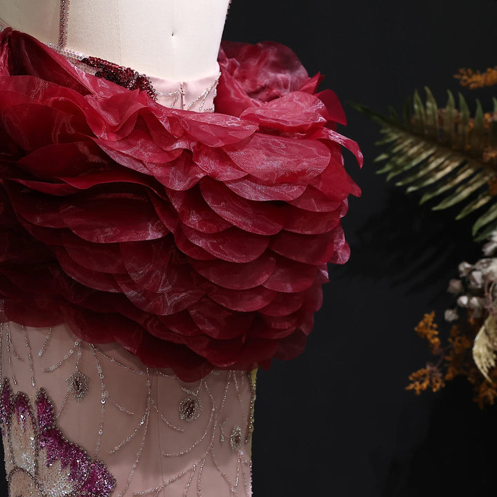 Antique Floral Beaded Arabic Party Dress