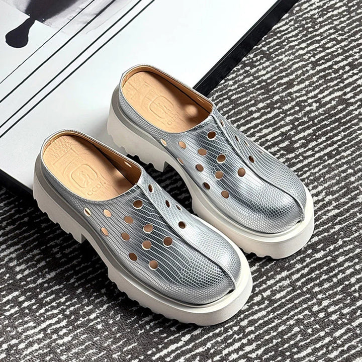 Thick Soled Casual Silver Sandals