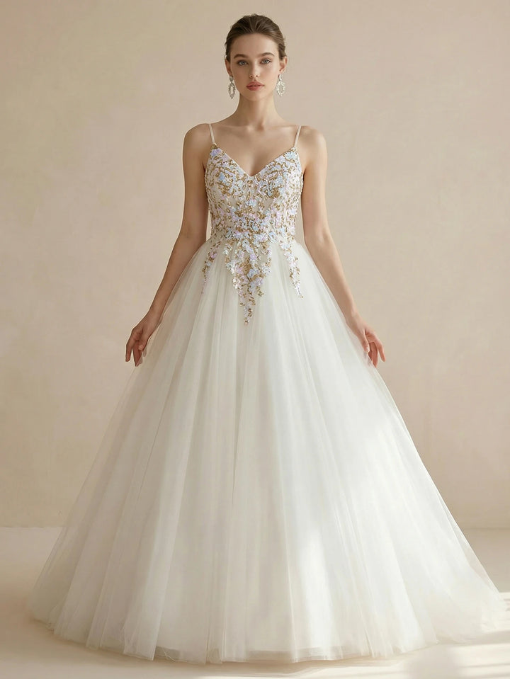 Regal Sequins Embroidered Wedding Dress