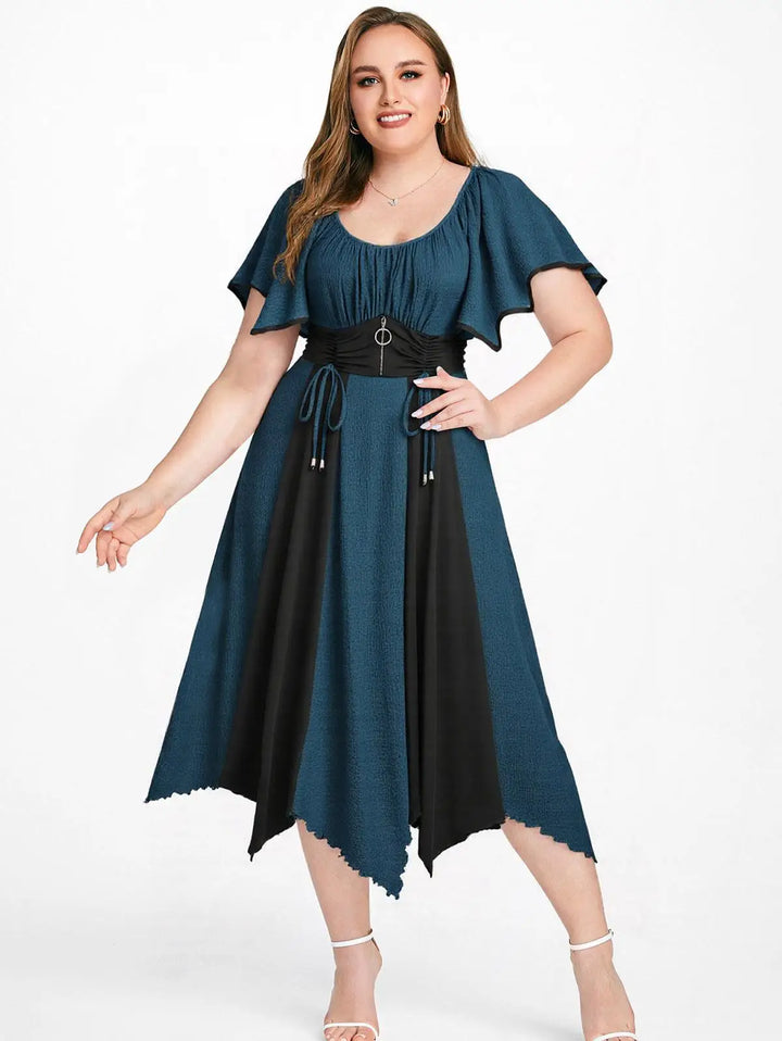 Refined O-ring Waist Cinched Dress