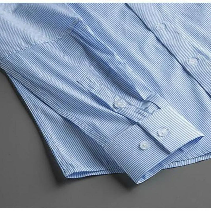 Blue & White Stripes Men's Dress Shirts