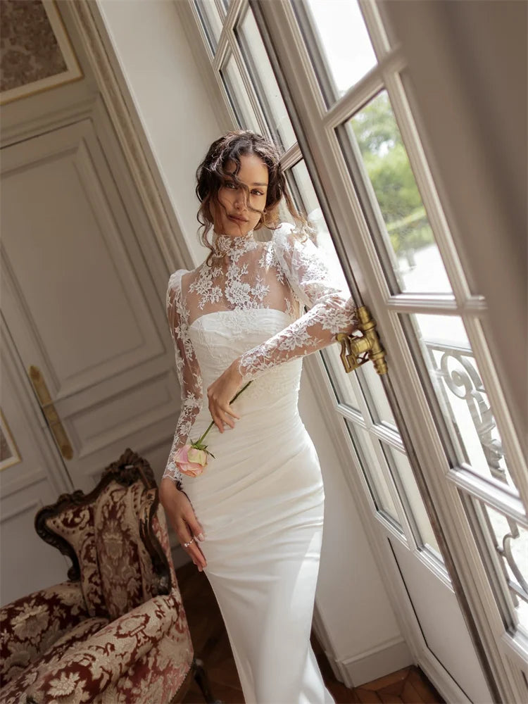 Beautiful High-Neckline Mermaid Wedding Dress