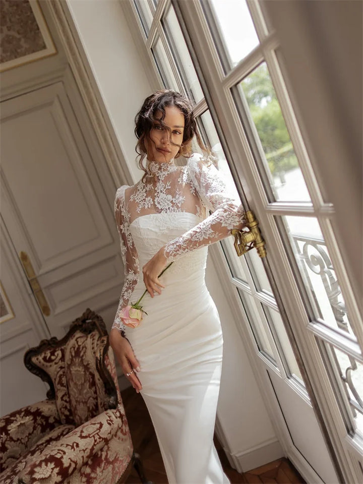 Beautiful High-Neckline Mermaid Wedding Dress
