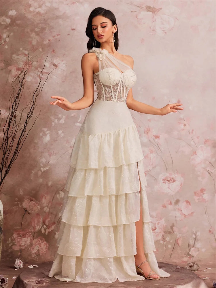 Charming Skew-shouldered Cocktail Gown