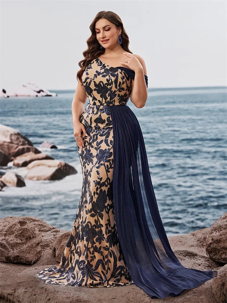 Regal Beaded Sequin Evening Party Gown