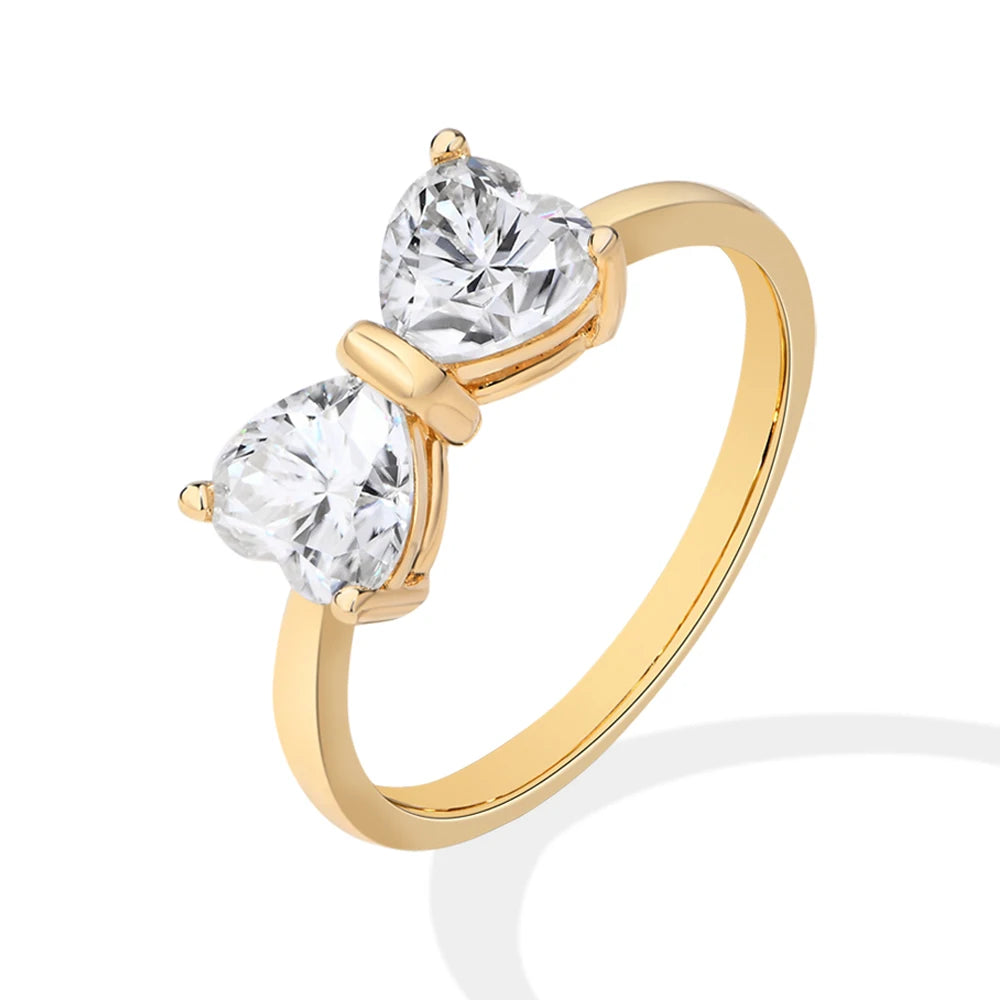 Stunning Heart Bowknot Moissanite Ring