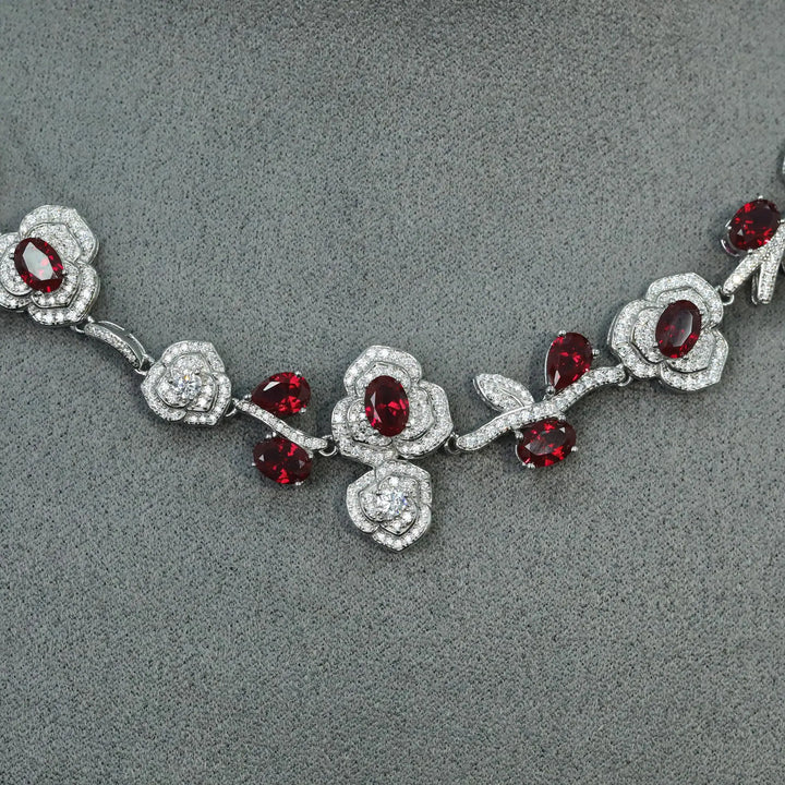 Elegant Carbon Diamond Rose Neckless