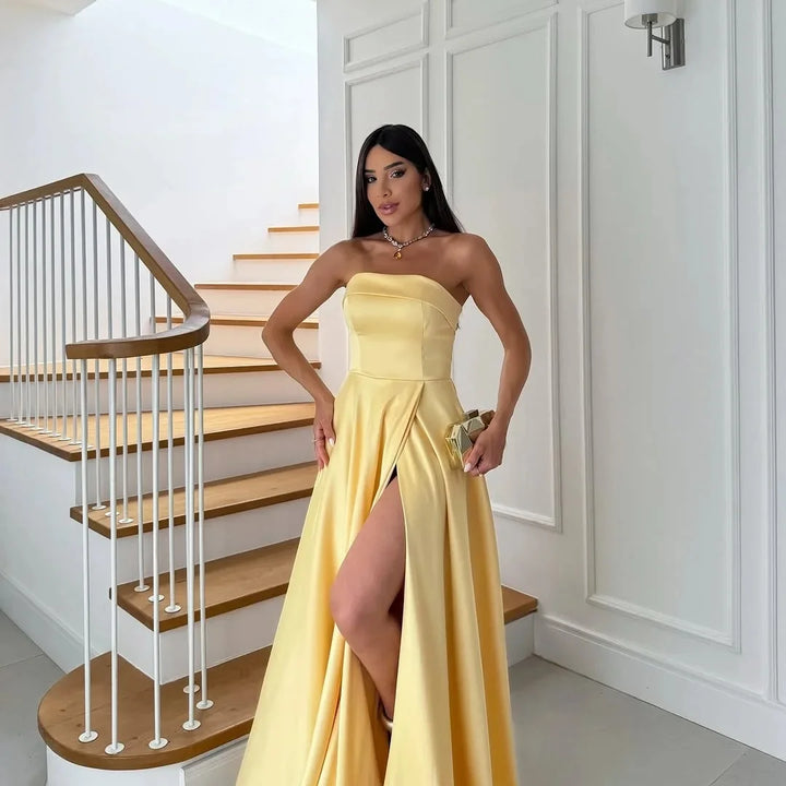 Effortlessly High Slit Formal Evening Dress