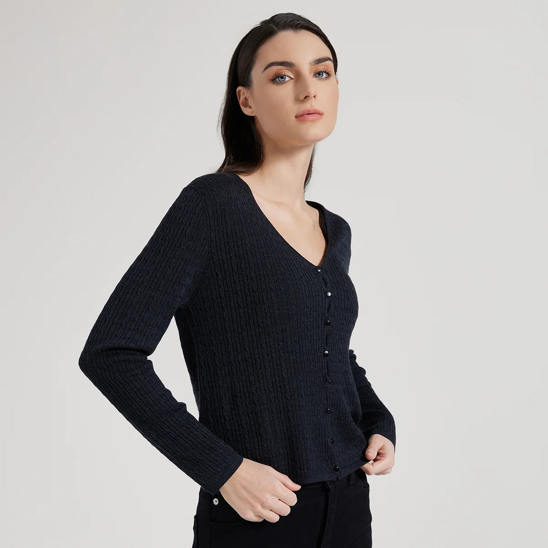 Smart Wool Blend Knitted Cardigan