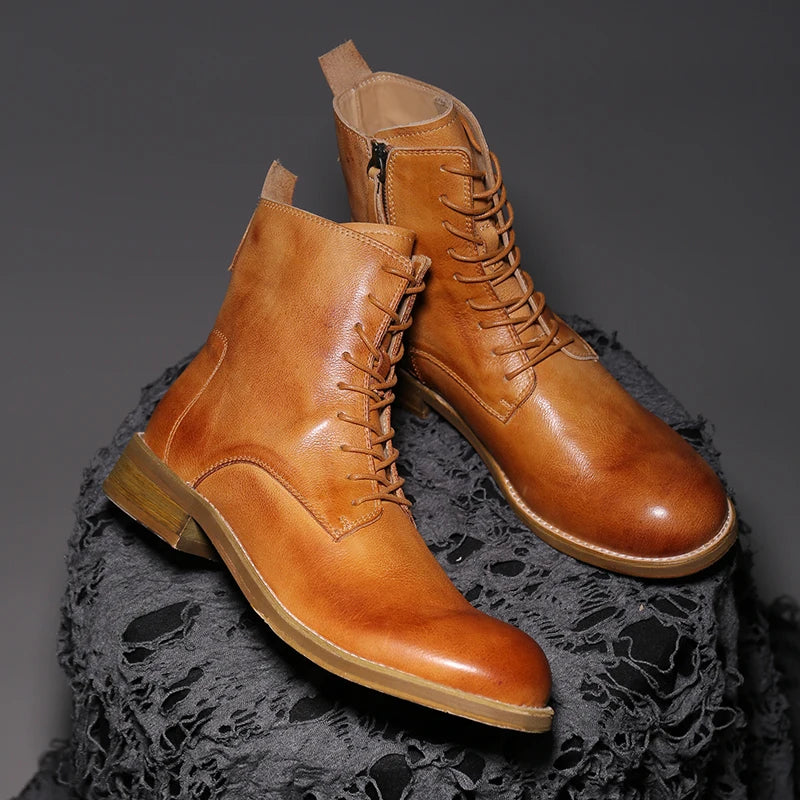 Grand High-Top Ankle Leather  Boots