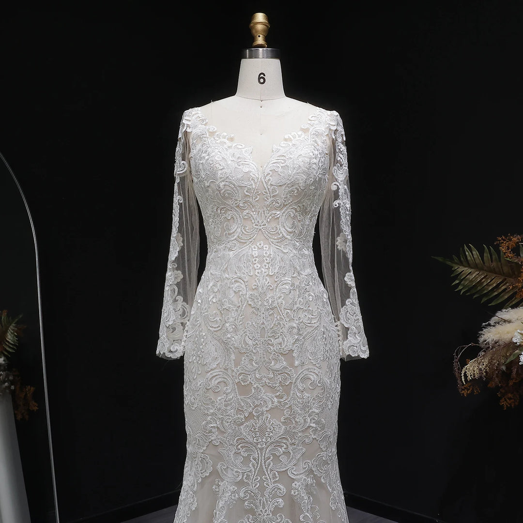 Romantic Long Sleeves Princess Wedding Gown