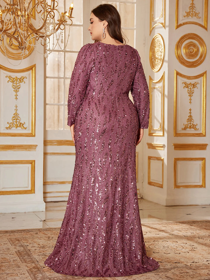 Effortlessly Plus Size Long Sequins Dress