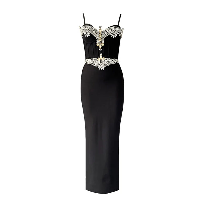 Elegant Beaded Maxi Party Dress