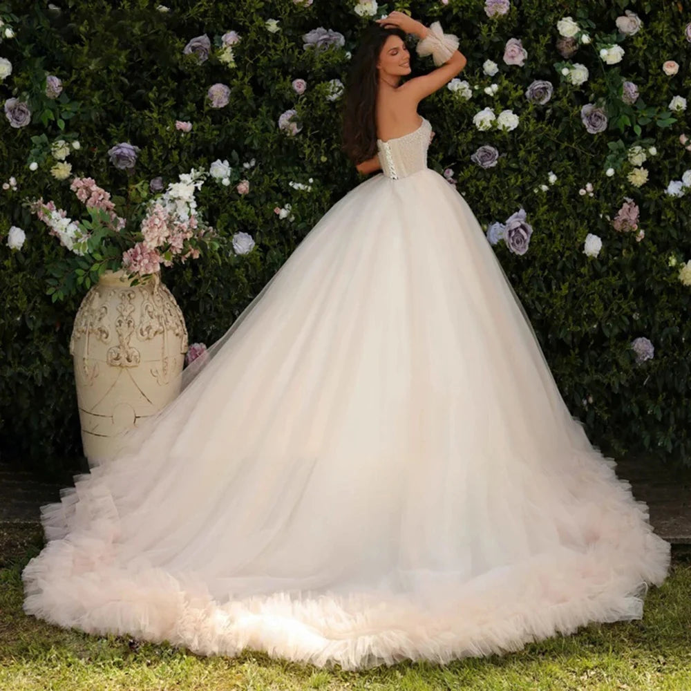 Exquisite Strapless A-Line Bridal Gown