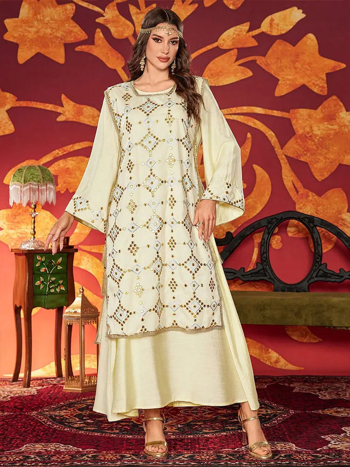 Luxury Sequined Two-Piece Floor-Length Dress