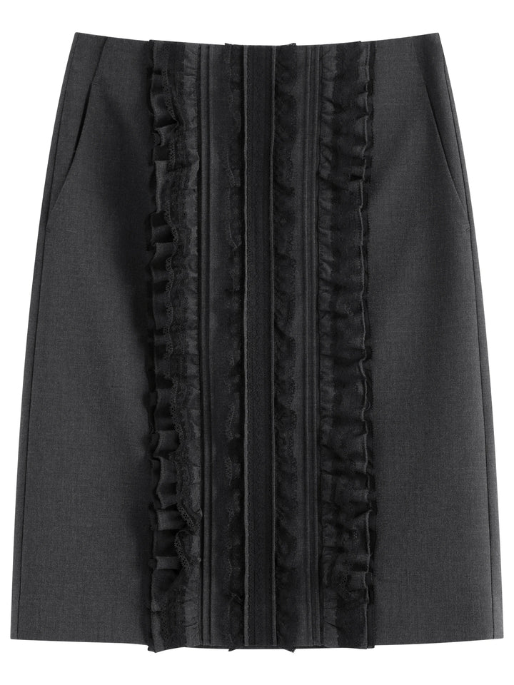 Charming Lace Trim Midi Skirt